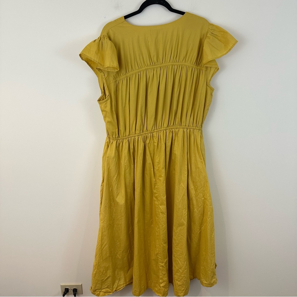 Lane Bryant Mustard Yellow Flutter Sleeve Midi Length Dress Size 18 Women's - Picture 5 of 5